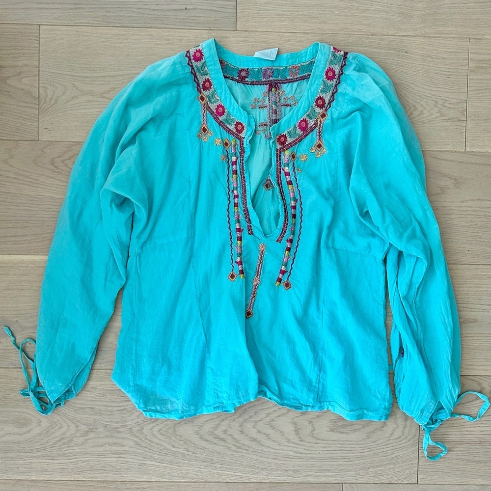 embroidered johnny was peasant blouse